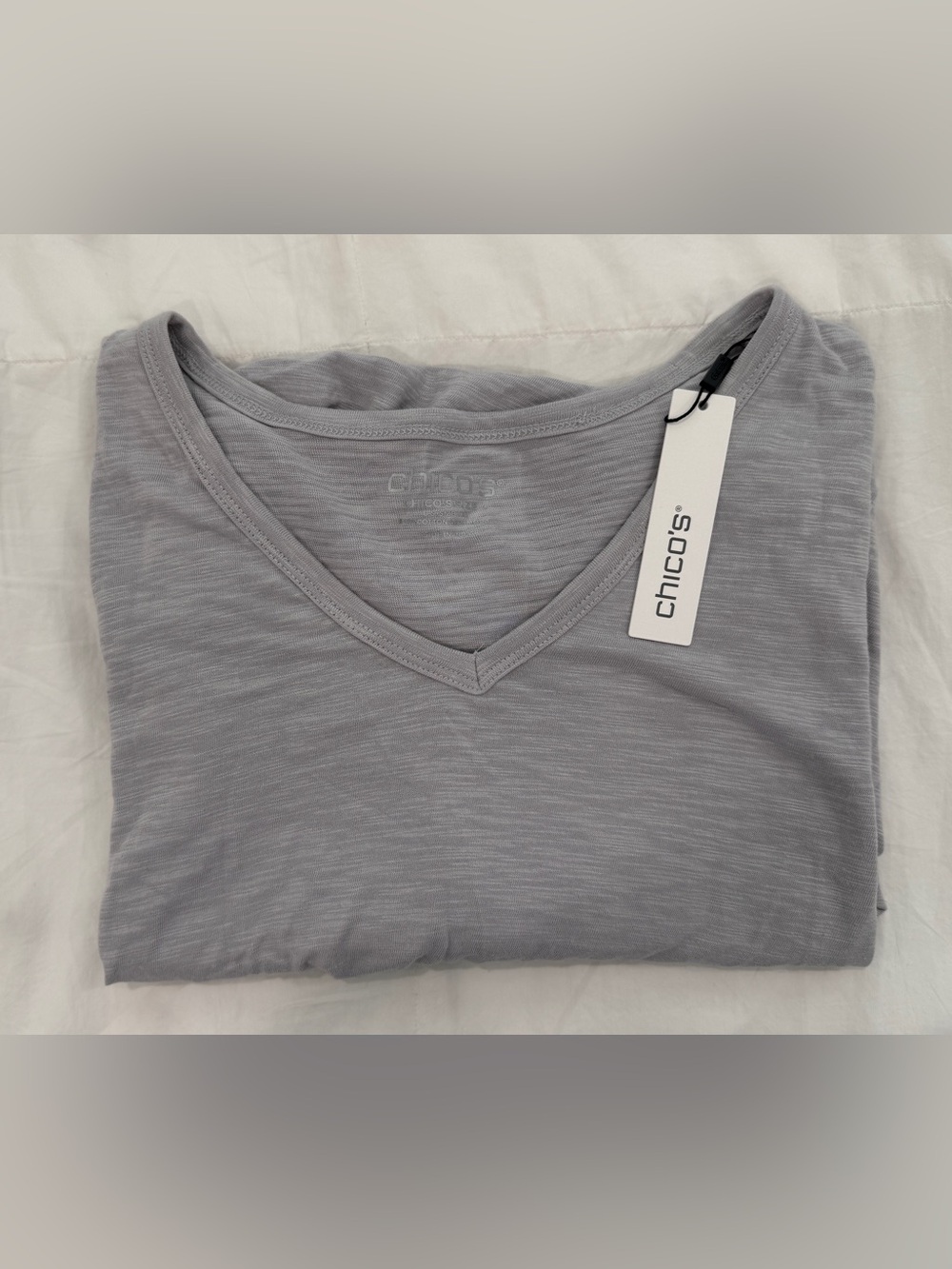 Chico's Women's V-Neck Tee in Dove Gray